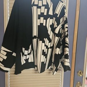 Joseph Ribkoff Black and Cream Graphic Cowl Sweater